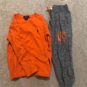 DKNY joggers and a Ralph Lauren Long sleeve shirt